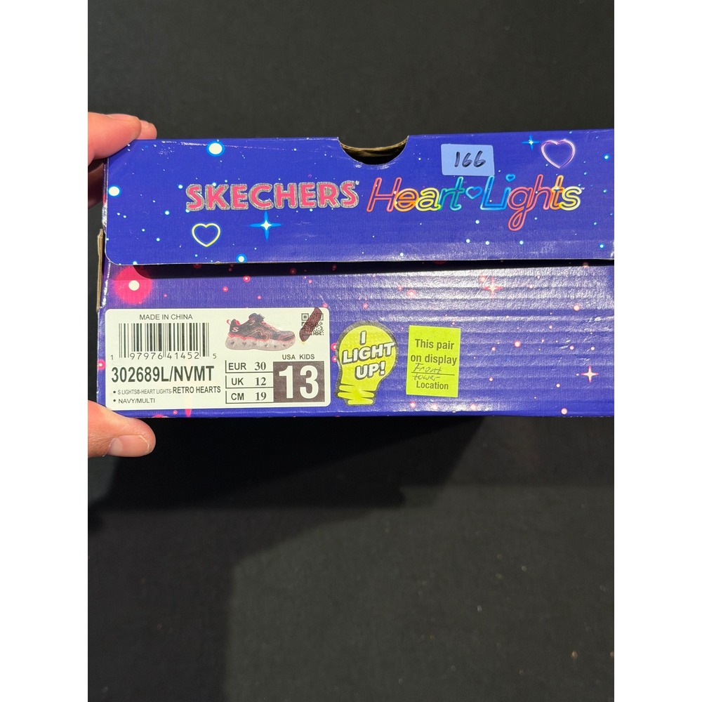Skechers Heart Lights Retro Hearts Navy Multi Light Up Sneakers 302689L Kids 13